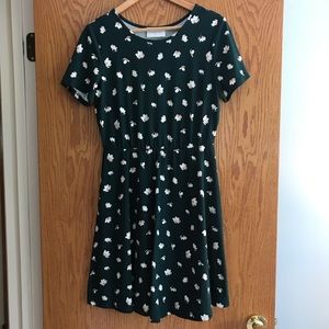 French Grey - Soft Green Circle Skirt Dress